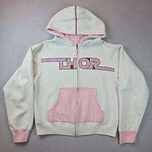 Thor Full‎ Zipped White, Pink, & Purple Hoodie Size MEDIUM Marvel Disney